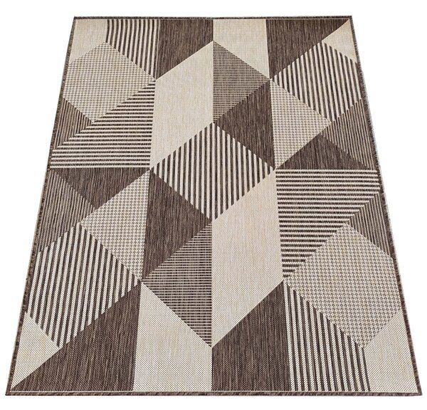 Makro Abra Kusový koberec sysalový oboustranný ZARA 16 Geometrický hnědý Rozměr: 120x170 cm