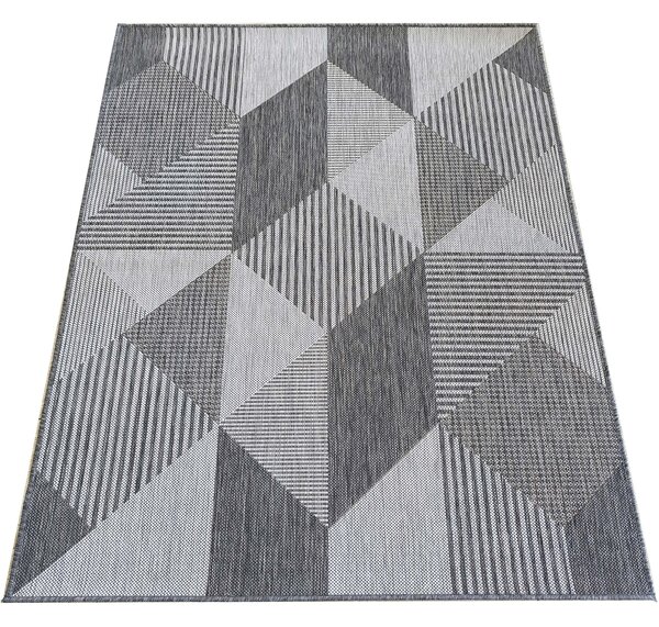 Makro Abra Kusový koberec sysalový oboustranný ZARA 16 geometrický šedý Rozměr: 80x150 cm