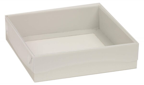 Dárková krabička s průhledným víkem 200x200x50/35 mm, šedá