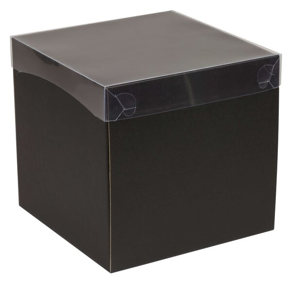 Dárková krabička s průhledným víkem 200x200x200/35 mm, černá