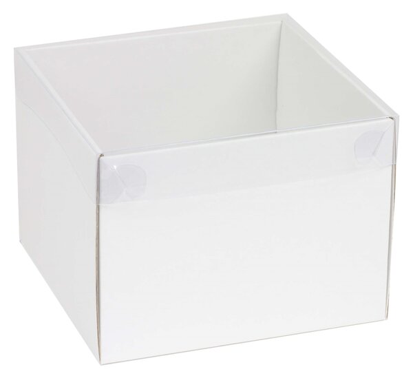 Dárková krabička s průhledným víkem 200x200x150/35 mm, bílá