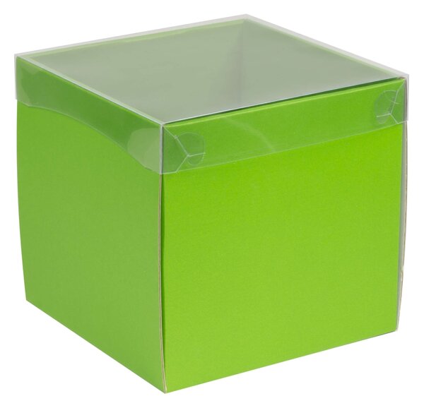 Dárková krabička s průhledným víkem 200x200x200/35 mm, zelená