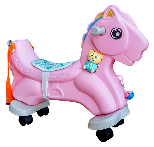 Aga4Kids Plastový houpací koník 2v1 DS3802 Růžový