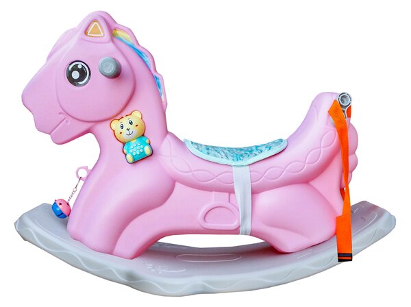 Aga4Kids Plastový houpací koník 2v1 DS3802 Růžový