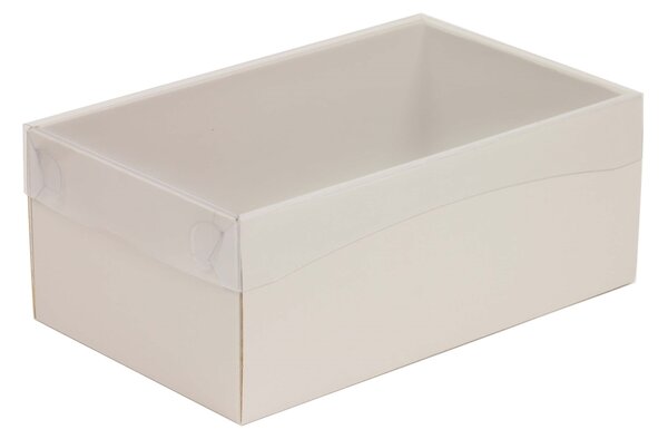 Dárková krabička s průhledným víkem 250x150x100/35 mm, šedá