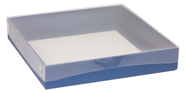 Dárková krabice s průhledným víkem 300x300x50/35 mm, modrá