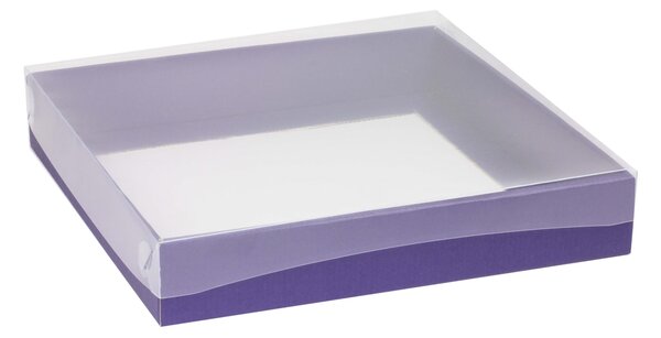 Dárková krabice s průhledným víkem 300x300x50/35 mm, fialová