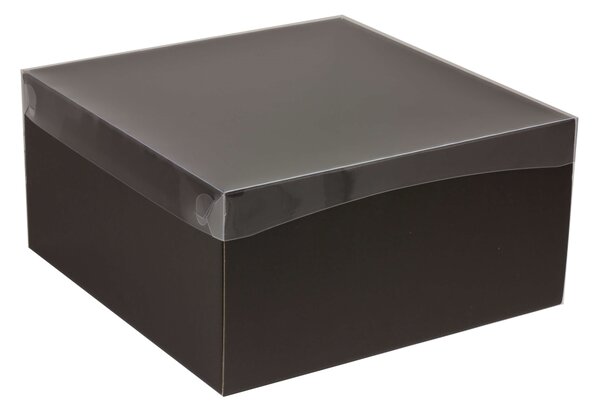 Dárková krabice s průhledným víkem 300x300x150/35 mm, černá