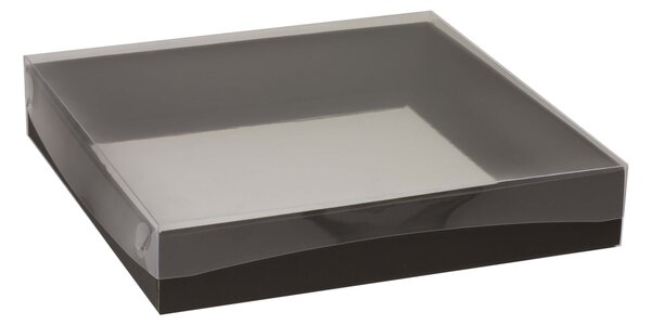 Dárková krabice s průhledným víkem 300x300x50/35 mm, černá