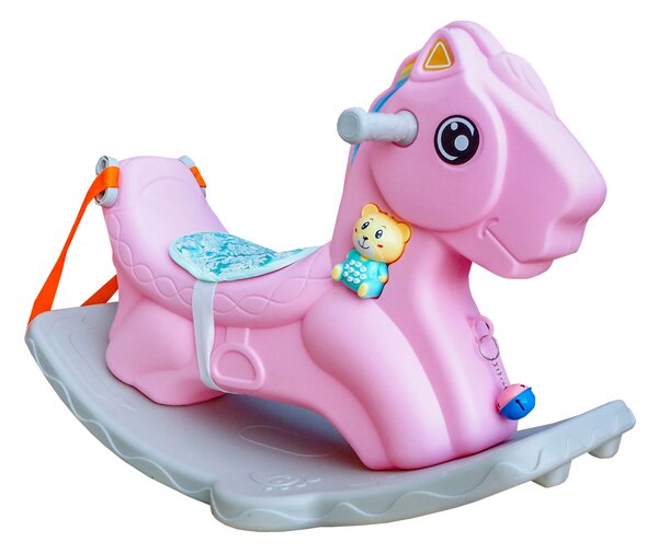 Aga4Kids Plastový houpací koník 2v1 DS3802 Růžový