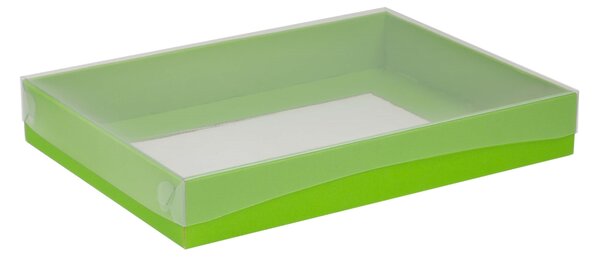 Dárková krabice s průhledným víkem 350x250x50/35 mm, zelená