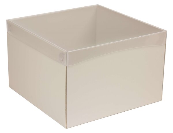 Dárková krabice s průhledným víkem 300x300x200/35 mm, šedá
