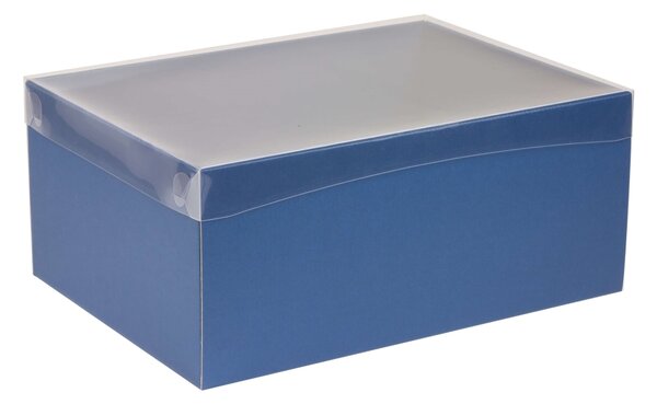 Dárková krabice s průhledným víkem 350x250x150/35 mm, modrá