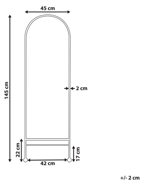 Zrcadlo JARNAGES 45 cm 145 cm Kov Bílá