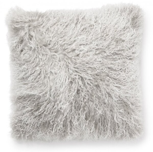 Skinnwille Home Collection Polštář Snowtop, tibetská kožešina, světle šedá, 40x40 cm