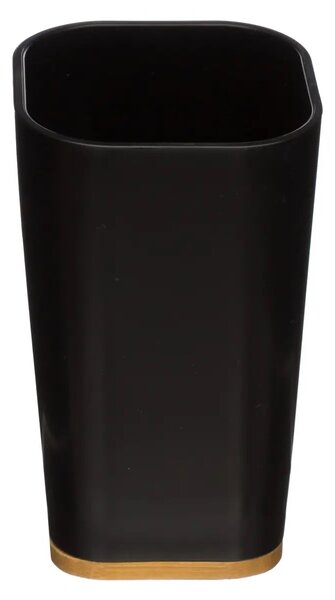 Sada koupelnových doplňků Natureo Black, černá/s dřevěnými prvky