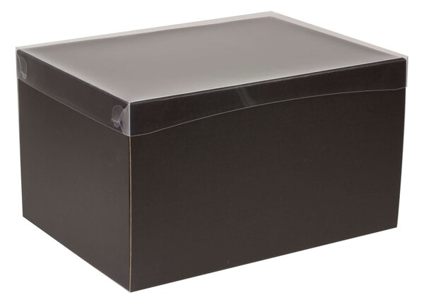 Dárková krabice s průhledným víkem 350x250x200/35 mm, černá