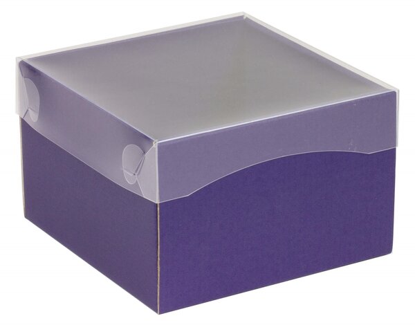 Dárková krabička s průhledným víkem 150x150x100/35 mm, fialová