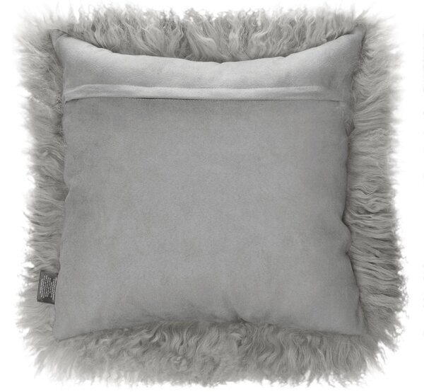 Skinnwille Home Collection Polštář tibetská kožešina Shansi Steel, šedá, 40x40 cm