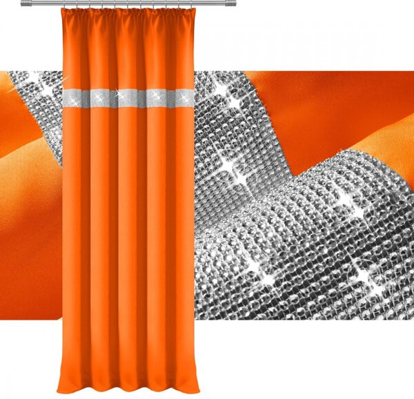 Závěs na řasící pásce se zirkóny 140x250 cm oranžový Barva Oranžová Rozměry 140x250 cm