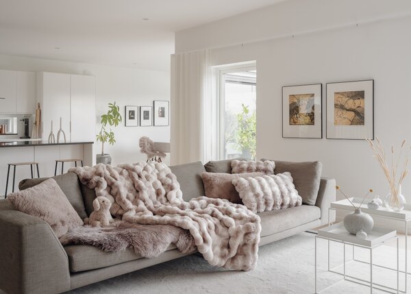 Skinnwille Home Collection Polštář Misty Sand, umělá kožešina, 60x40 cm