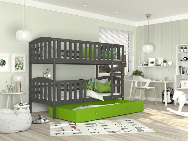 Poschoďová postel Kubus MDF - šedá + varianty Velikost spací plochy: 160x80, Barva: bílá, Matrace: ne