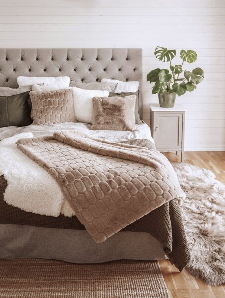 Skinnwille Home Collection Pléd Bubble Taupe, umělá kožešina, hnědošedý, 120x180 cm