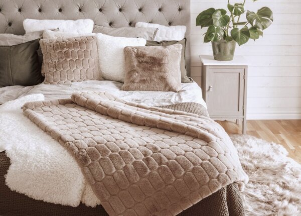 Skinnwille Home Collection Pléd Bubble Taupe, umělá kožešina, hnědošedý, 120x180 cm
