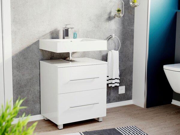 SKŘÍŇKA POD UMYVADLO, vysoce lesklá bílá, vysoce lesklá bílá, 55/63/41,6 cm MID.YOU - Koupelnové série, Online Only