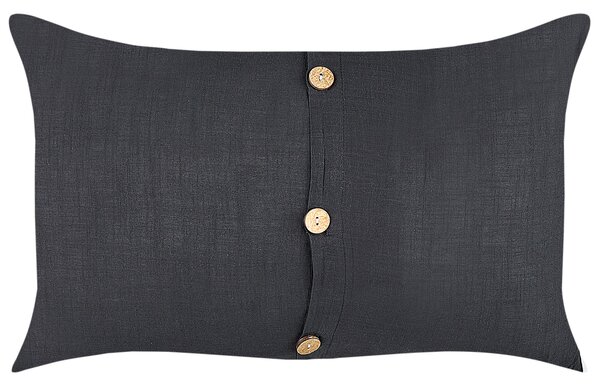 Sada 2 dekorativních polštářů BANORI Len 30 x 50 cm Černá Bez vzoru