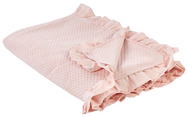 Přikrývka na postel HATTON Bavlna 200 x 220 cm Pastelově růžová