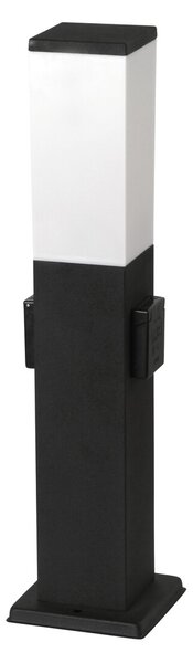Rabalux 8339 BONN - Stojací venkovní lampa v černé barvě se zásuvkami na 230V, 1 x E27, IP44, 50cm IP44 (Černá zahradní lampa se zásuvkami )