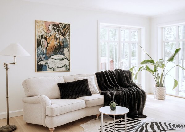 Skinnwille Home Collection Černý pléd Grace Black, kožešinový, 140x220 cm