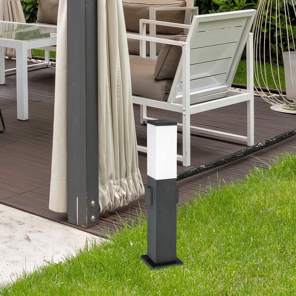 Rabalux 8339 BONN - Stojací venkovní lampa v černé barvě se zásuvkami na 230V, 1 x E27, IP44, 50cm IP44 (Černá zahradní lampa se zásuvkami )