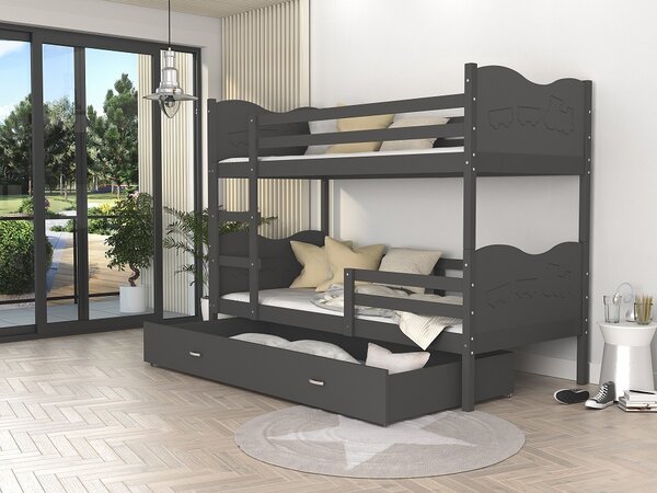 Poschoďová postel Bětka - vláček Velikost spací plochy: 160x80, Barva dílů: bílá, Barva konstrukce: bílá