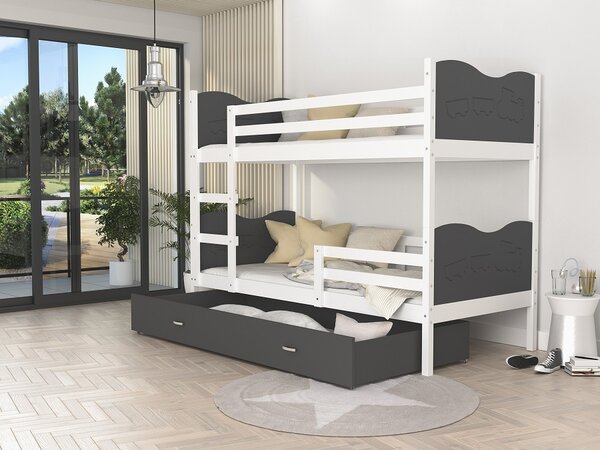 Poschoďová postel Bětka - vláček Velikost spací plochy: 160x80, Barva dílů: bílá, Barva konstrukce: bílá