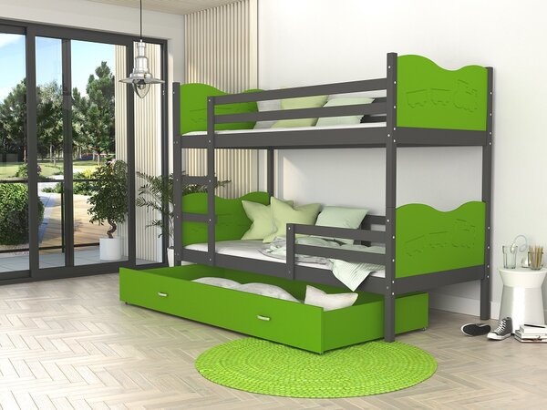 Poschoďová postel Bětka - vláček Velikost spací plochy: 160x80, Barva dílů: bílá, Barva konstrukce: bílá