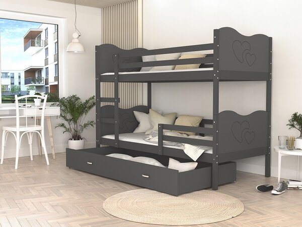 Poschoďová postel Bětka - srdce Velikost spací plochy: 160x80, Barva dílů: bílá, Barva konstrukce: bílá
