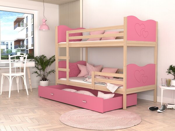 Poschoďová postel Bětka - srdce Velikost spací plochy: 160x80, Barva dílů: bílá, Barva konstrukce: bílá