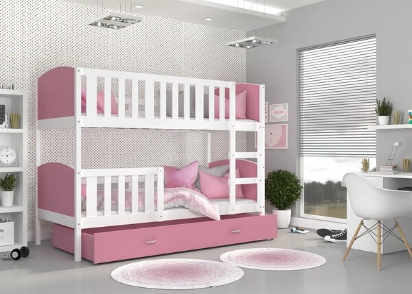 Poschoďová postel Lexi - bílá + jiné varianty Velikost spací plochy: 160x80, Barva: modrá