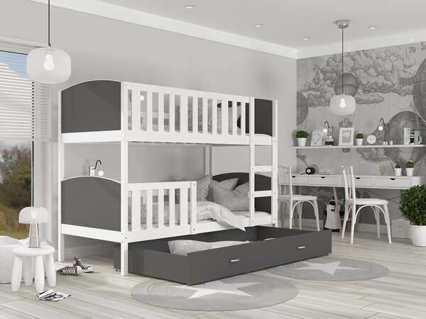 Poschoďová postel Lexi - bílá + jiné varianty Velikost spací plochy: 160x80, Barva: modrá