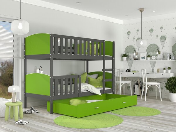 Poschoďová postel Lexi - šedá + jiné varianty Velikost spací plochy: 160x80, Barva: bílá