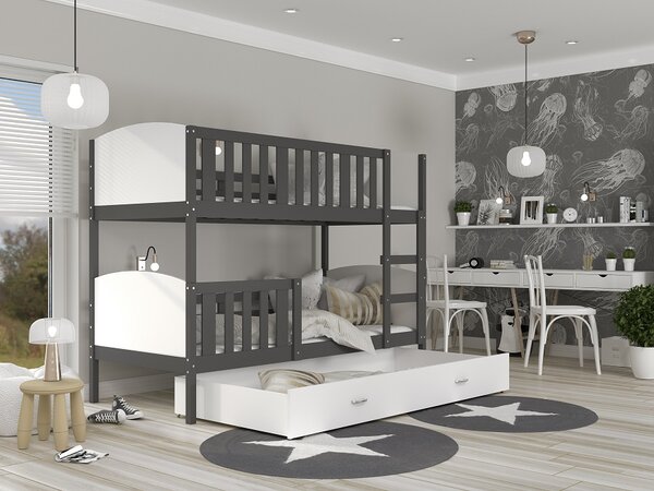Poschoďová postel Lexi - šedá + jiné varianty Velikost spací plochy: 160x80, Barva: bílá