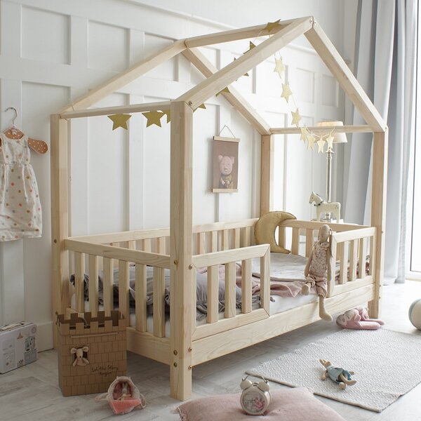 Domečková postel HouseBed Duo 190x90 cm - přírodní