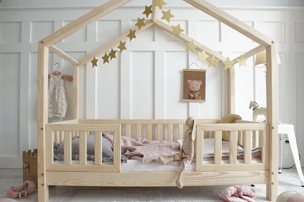 Domečková postel HouseBed Duo 190x90 cm - přírodní