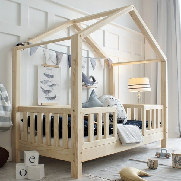 Domečková postel HouseBed Duo 190x90 cm - přírodní