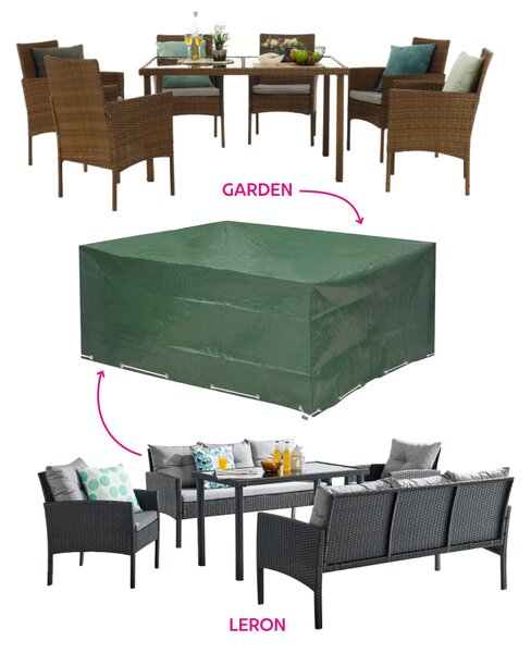 KONDELA Ochranný obal na zahradní set, 270x180x89 cm, zelená, KAVER TYP 25