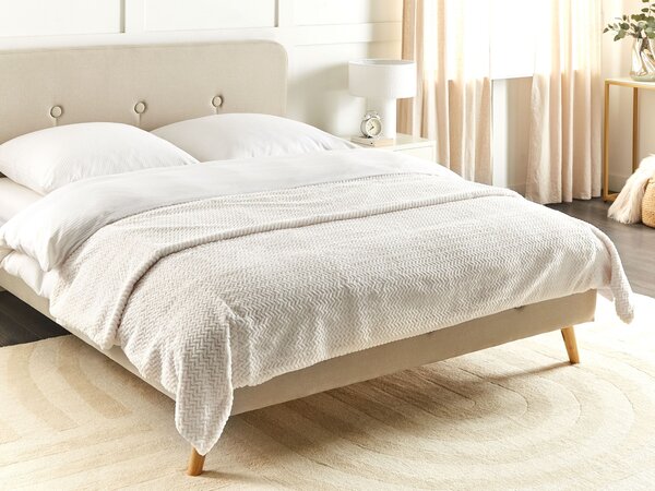 Přikrývka na postel SURMI Umělá kožešina 200 x 220 cm Krémově bílá