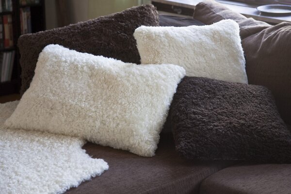 Skinnwille Home Collection Polštář australská kožešina Curly, bílá, 45x45 cm