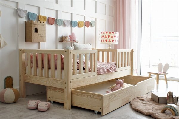 Dětská postel Basic Love Duo se šuplíkem Velikost spací plochy: 120x60, Barva: přírodní dřevo